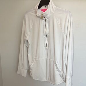 White Quarter-Zip Women's Top